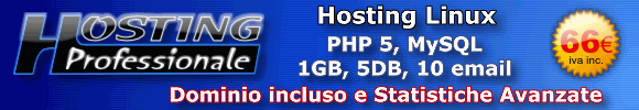 Hosting professionale Hosting linux Dominio incluso e statistiche avanzate