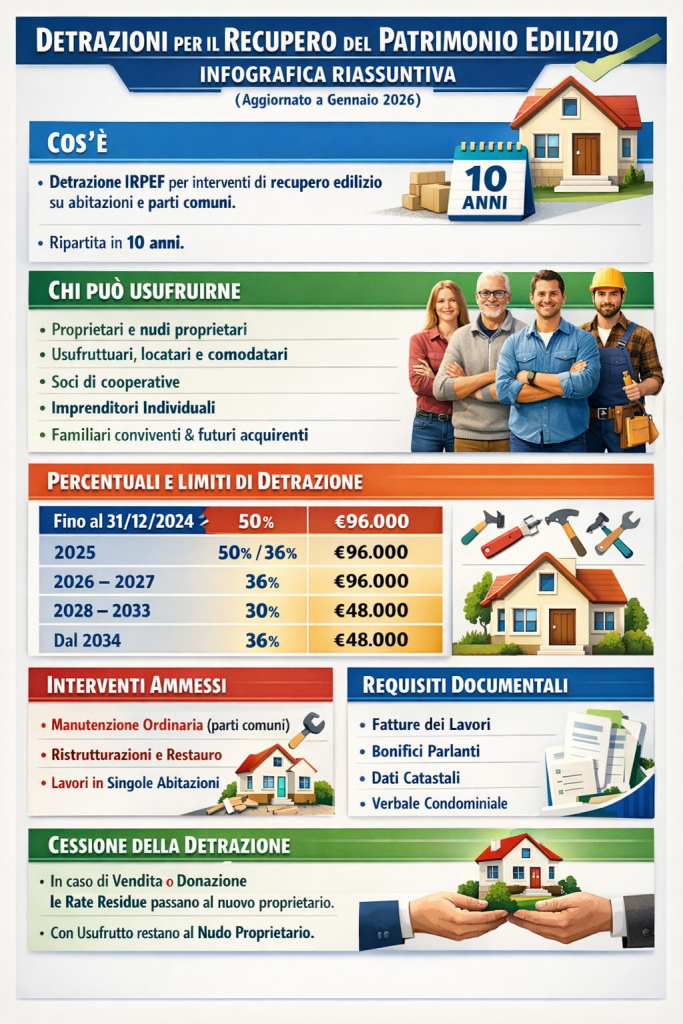 Detrazioni per il recupero del patrimonio edilizio - infografica
