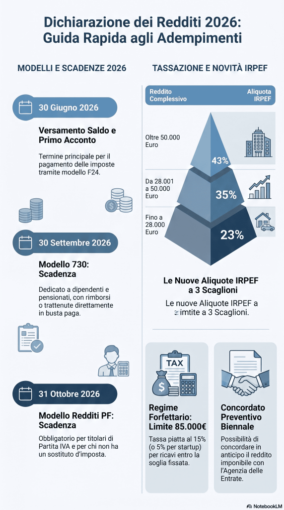 Guida pratica alla dichiarazione dei redditi 2026 tutto quello che devi sapere - infografica