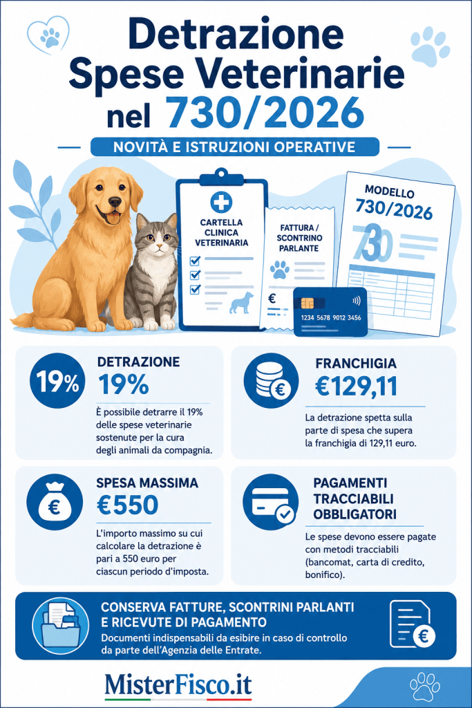 Detrazione spese veterinarie nel 7302026 novità ed istruzioni operative - infografica