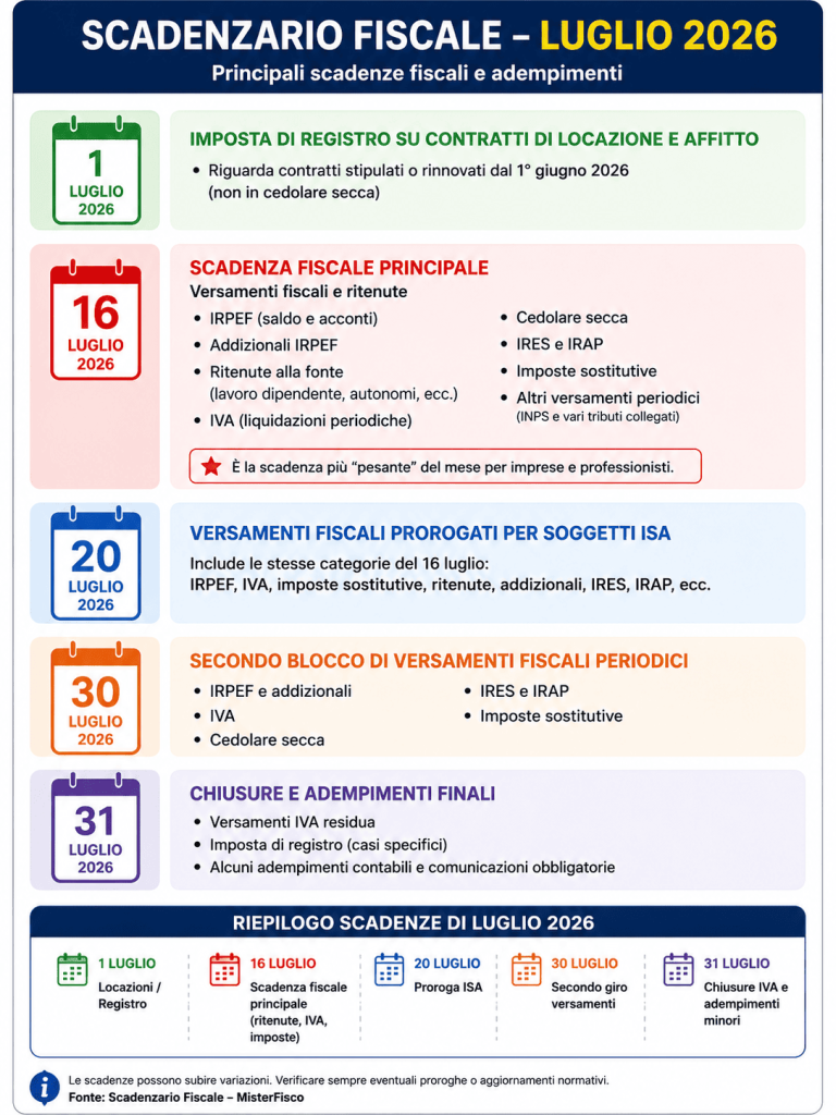 leggi le scadenze di luglio - infografica