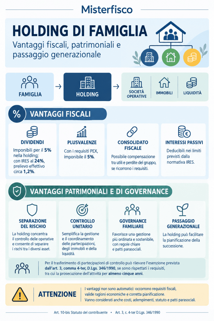 Holding di famiglia: quali sono i vantaggi fiscali e patrimoniali?
