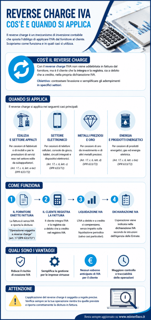 Reverse charge IVA cos'è e quando si applica - infografica